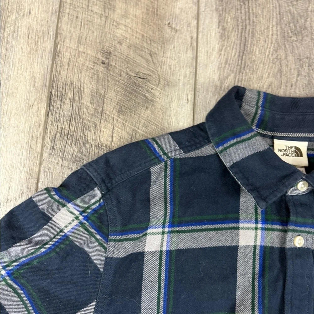 North Face Mens Navy Plaid Button‎ Down Top